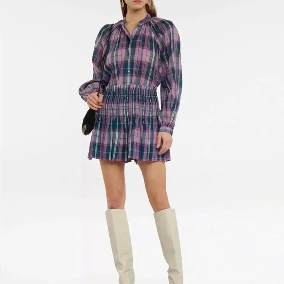Isabel Marant Etoile Women's Bayowel Check Print Cotton Smocked Mini Shorts - Picture 1 of 7